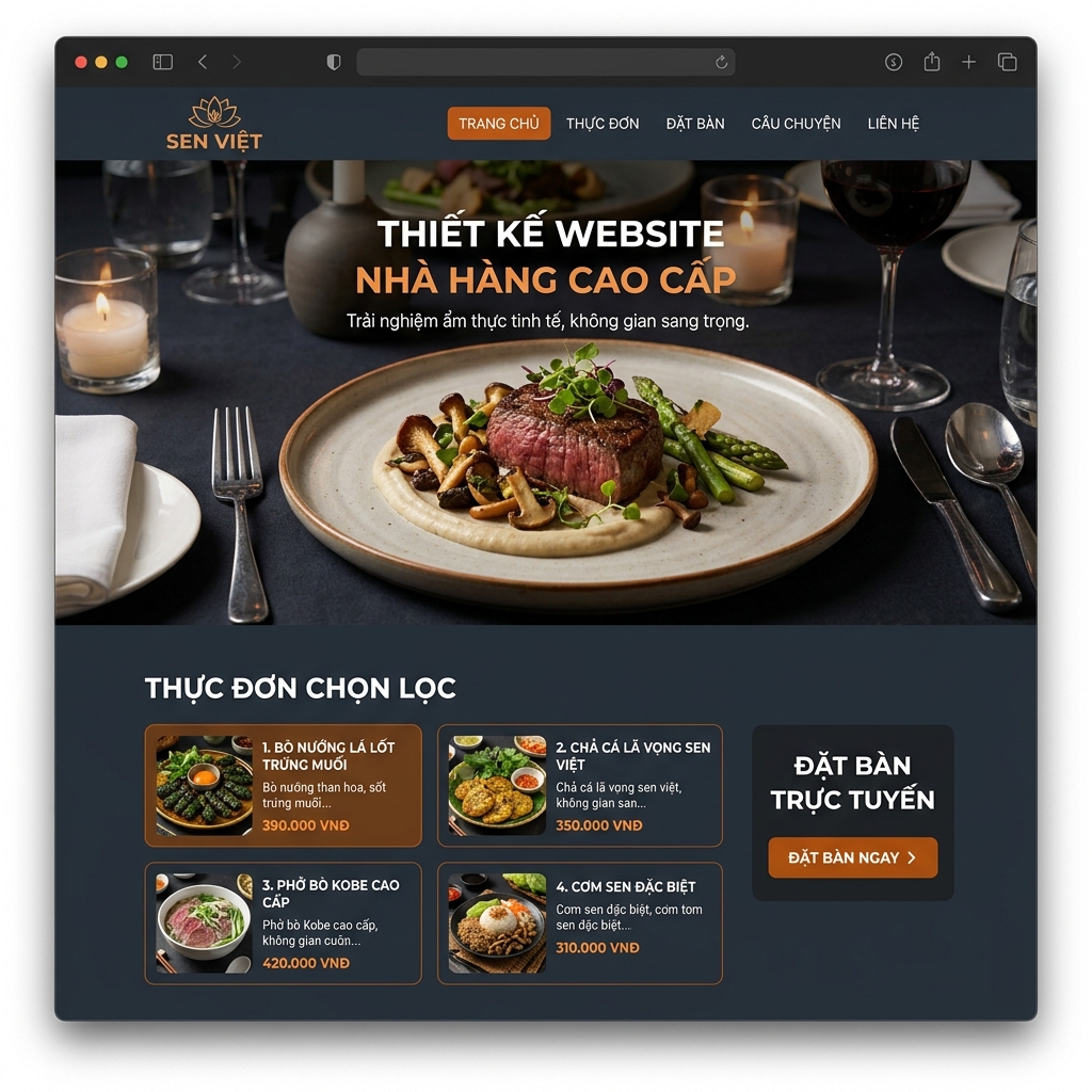 Thiết Kế Website Quán Cafe Chuyên Nghiệp, Tối Ưu Chuyển Đổi - Giao diện Desktop thay thế (Alternative Desktop Mockup)