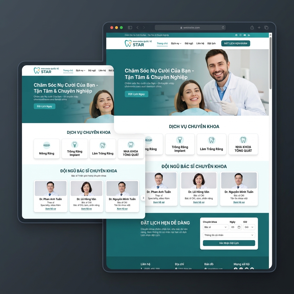 Thiết Kế Website Phòng Khám Chuyên Nghiệp, Chuẩn Y Khoa - Giao diện Desktop thay thế (Alternative Desktop Mockup)