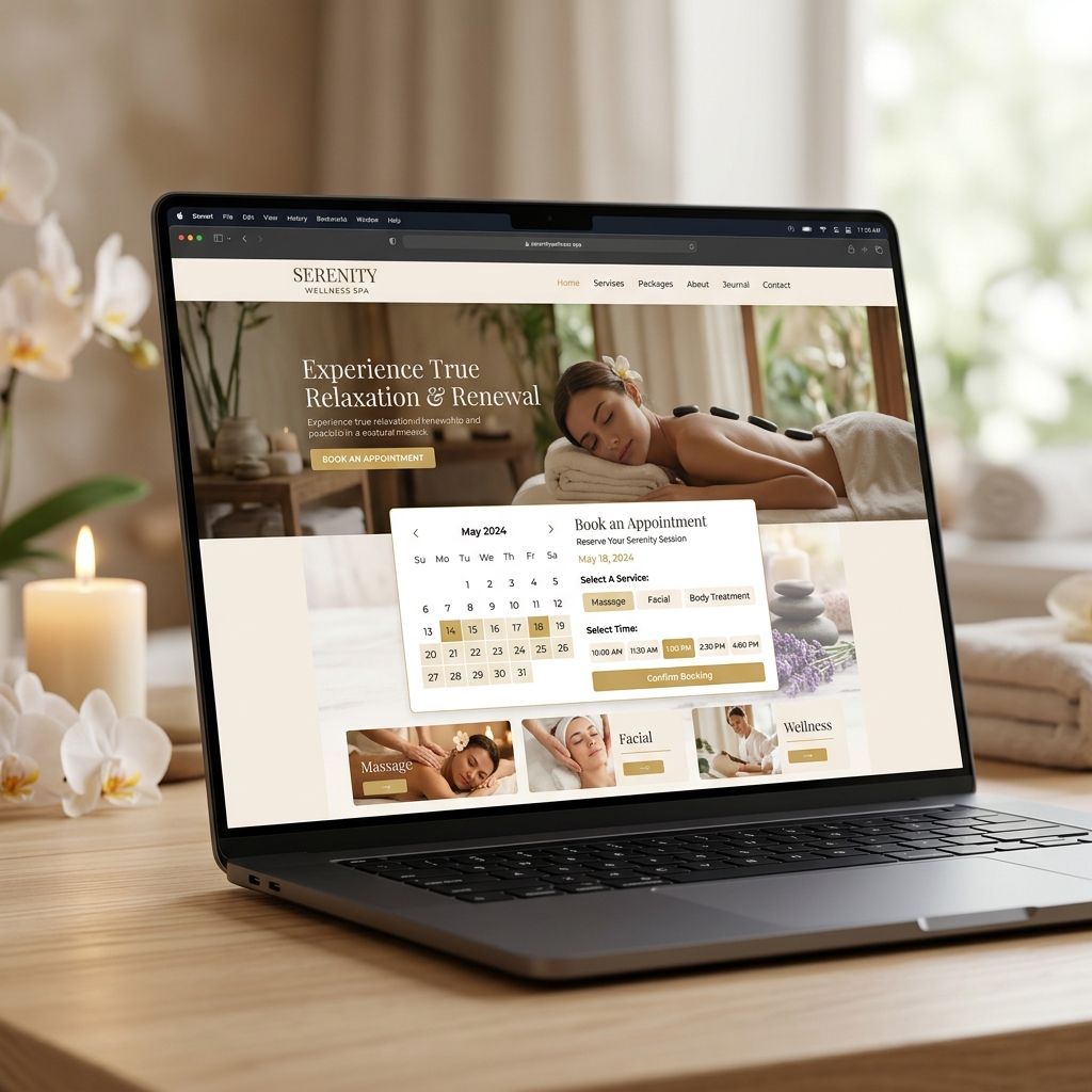 Thiết Kế Website Spa &#038; Thẩm Mỹ Viện Trọn Gói, Chuẩn SEO - Giao diện Desktop thay thế (Alternative Desktop Mockup)