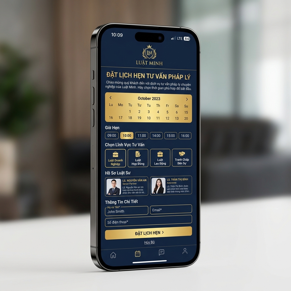 Thiết Kế Website Luật Sư Chuyên Nghiệp, Chuẩn SEO - Giao diện di động (Mobile Mockup)