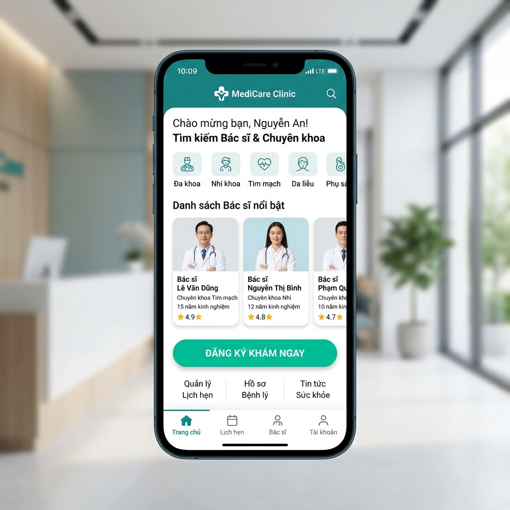 Thiết Kế Website Phòng Khám Chuyên Nghiệp, Chuẩn Y Khoa - Giao diện di động (Mobile Mockup)