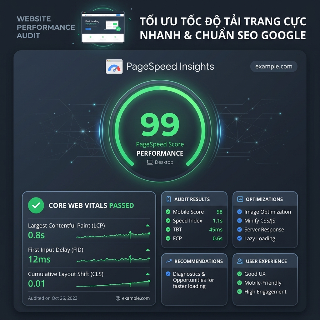 Thiết Kế Google Sheet Chuyên Nghiệp, Chuẩn Hóa - Tốc độ tải trang & Tối ưu SEO (Google PageSpeed Score)